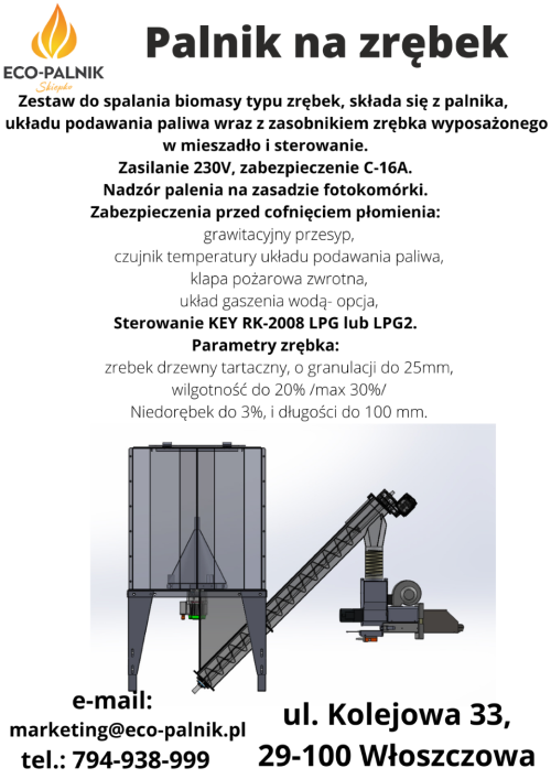 Eco-palnik Uni Max BIO 100 kW zrębek + zasobnik 1 m3