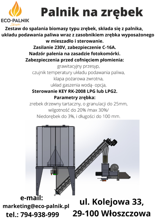 Eco-palnik VIP BIO 25 kW zrębek + zasobnik 0,6 m3