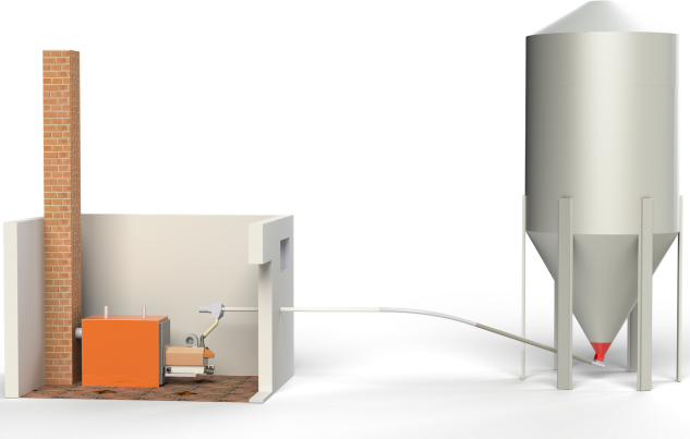 Symulacja zastosowania palnika na pellet w lakierni proszkowej - wizualizacja instalacji